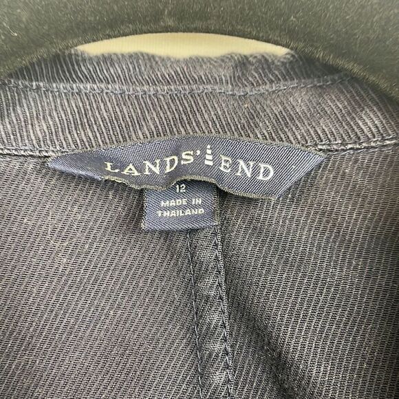 Vintage Lands End Womens Notched 3-Button Front Single Breasted Coat Blue 12 - Picture 6 of 11